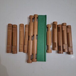 Lincoln Log Lot of 12 Pieces Wood Building Toy Construction Green Brown Mixed